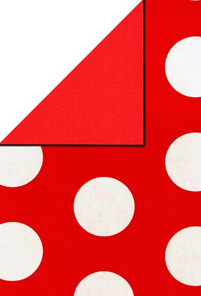 Kadopapier Dubbelzijdig Big Dots Rood-Wit 30cm x 200meter