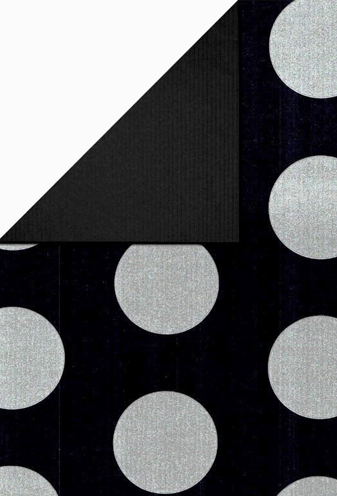 Kadopapier Dubbelzijdig Silver Dots Midnight 40cm x 200meter