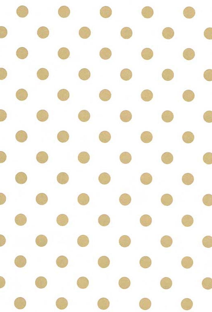 Kadopapier Coated Golden Dots Gold White 50cm x 200meter