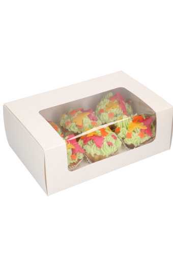 Cupcake Doosjes Wit Grivola 6 Cupecake 27x18x10cm 8stuks