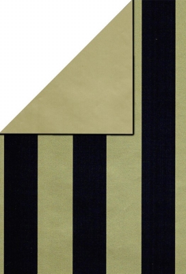 Kadopapier Coated Gold & Navy Stripe Gloss 50cm x 175meter