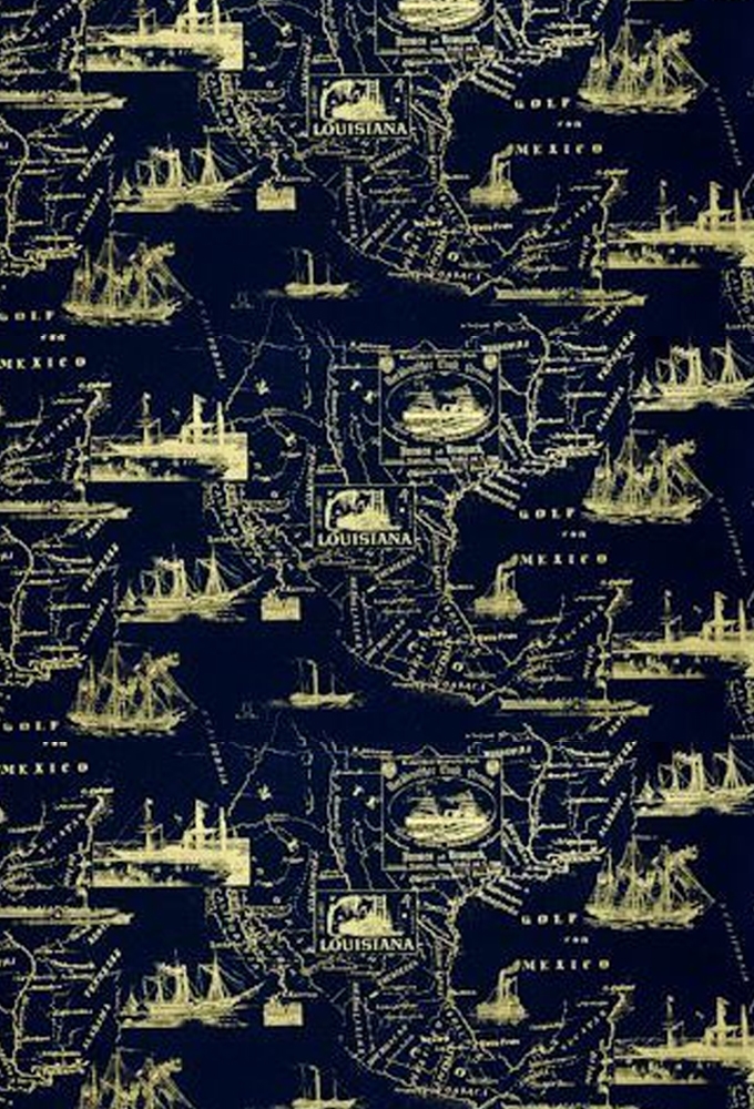 Kadopapier Coated Nautical Gold Navy 30cm x 200meter