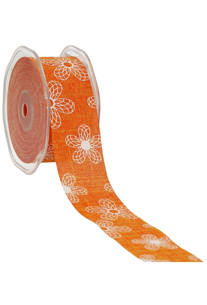 AKTIE Kadolint Canvas Oranje Met Witte Bloemetje 38mm x 15meter