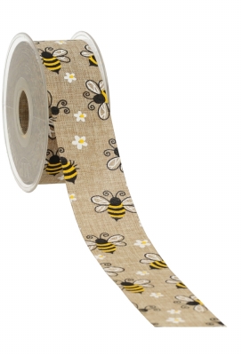 AKTIE Kadolint Canvas Naturel Bijen & Bloemen 38mm x 20 meter