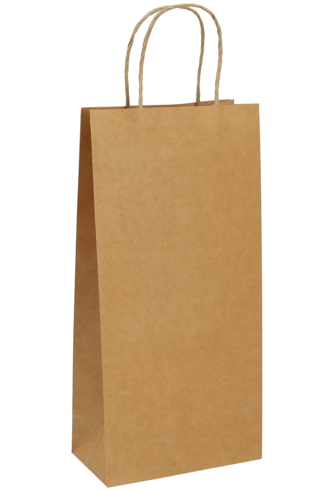 AKTIE Wijntasjes 2 Fles Kraft Kassel Met Gedraaid Koord 17x9x35cm 10st
