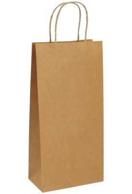 AKTIE Wijntasjes 2 Fles Kraft Kassel Met Gedraaid Koord 17x9x35cm 10st