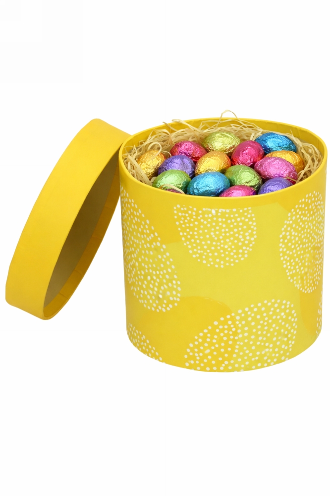 Paasdoosje Paasei Wit Geel Met Deksel 12.5x12cm 1stuks