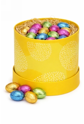 Paasdoosje Paasei Wit Geel Met Deksel 12.5x12cm 1stuks