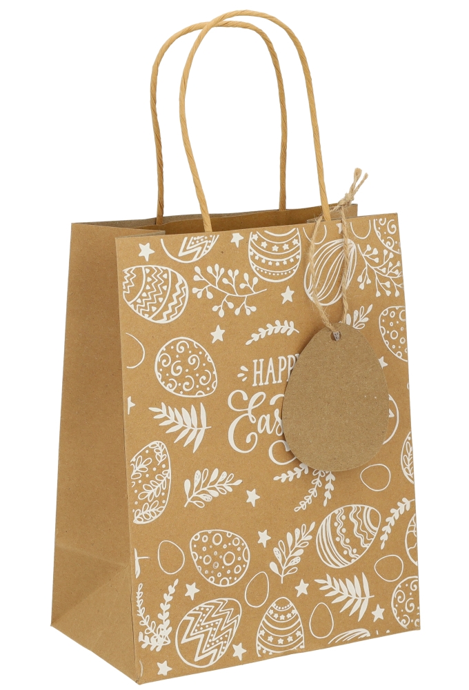 Papieren Draagtas Kassel Met Handvat Happy Easter 18x10x23cm 12stuks