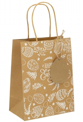 Papieren Draagtas Kassel Met Handvat Happy Easter 18x10x23cm 12stuks