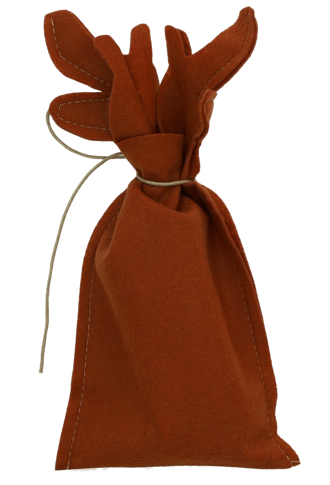 Kerstzakjes Vilt Rendier Met Touwtje 28x21.5cm 5stuks