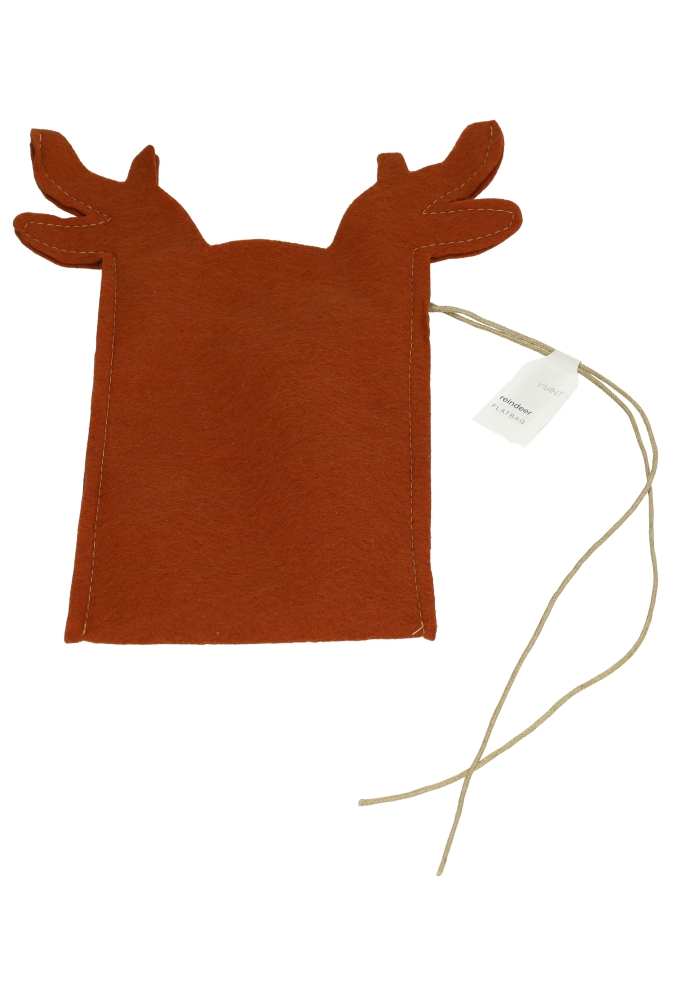 Kerstzakjes Vilt Rendier Met Touwtje 28x21.5cm 5stuks