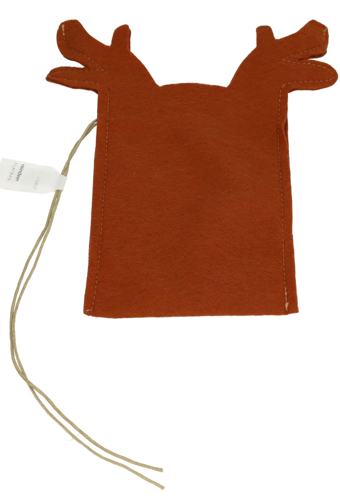 Kerstzakjes Vilt Rendier Met Touwtje 28x21.5cm 5stuks