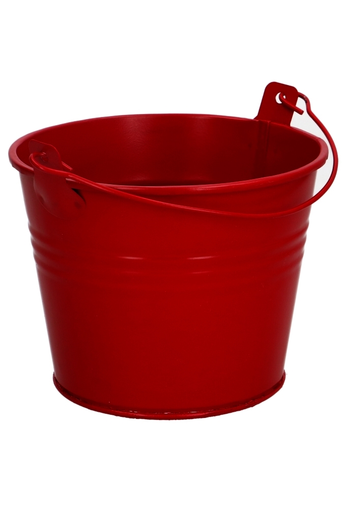 Blikken Emmertje Rood Rond  Met Hengsel r11x8.5cm 1stuks