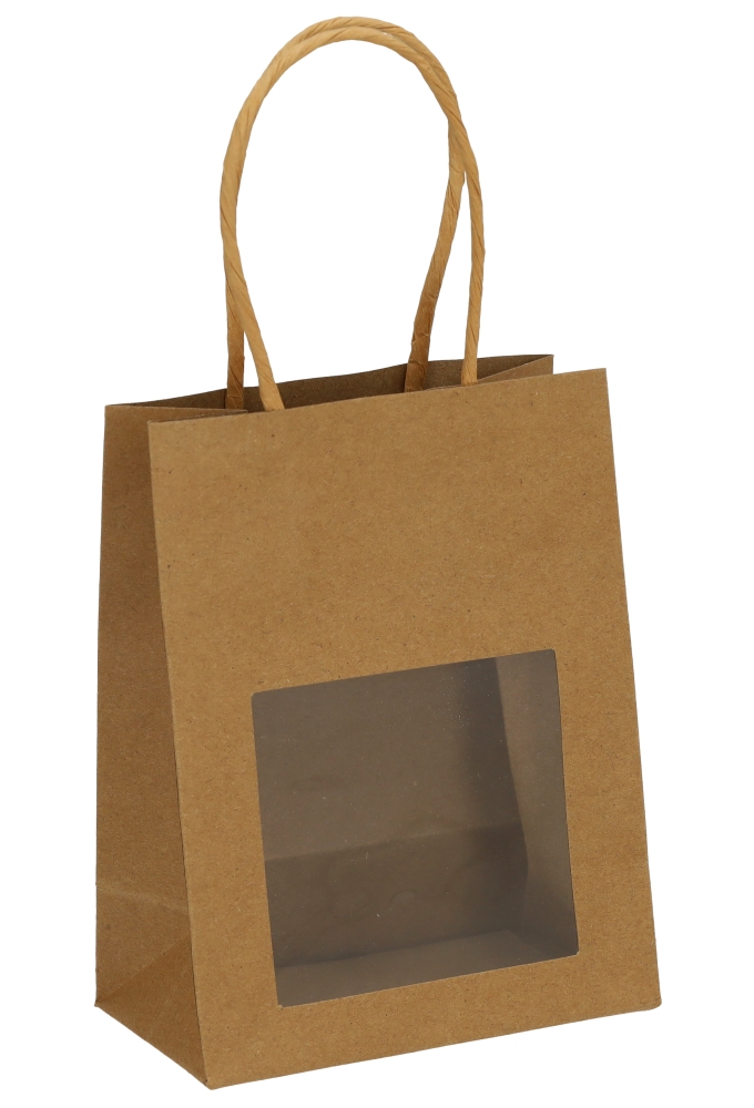 Kadotasjes Lenno Met Handvat & Venster Kraft 11.4x6.4x14.6cm 25stuks