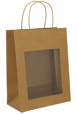 Kadotasjes Lenno Met Handvat & Venster Kraft 22x11x28cm 12stuks