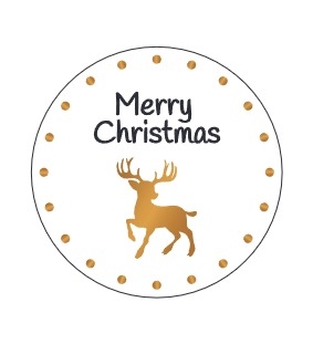 Etiketten Kerst Merry Chritmas Goud Metallic 4cm 500stuks