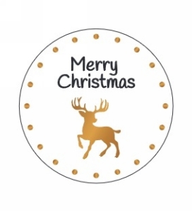 Etiketten Kerst Merry Chritmas Goud Metallic 4cm 500stuks