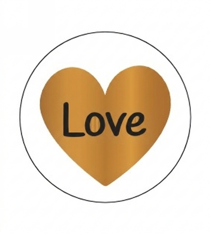 Etiketten Liefde Love Goud Metallic 4cm 500stuks