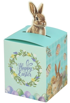 Paasdoosje Haasje Uit Het Doosje 9x9x11cm 12stuks