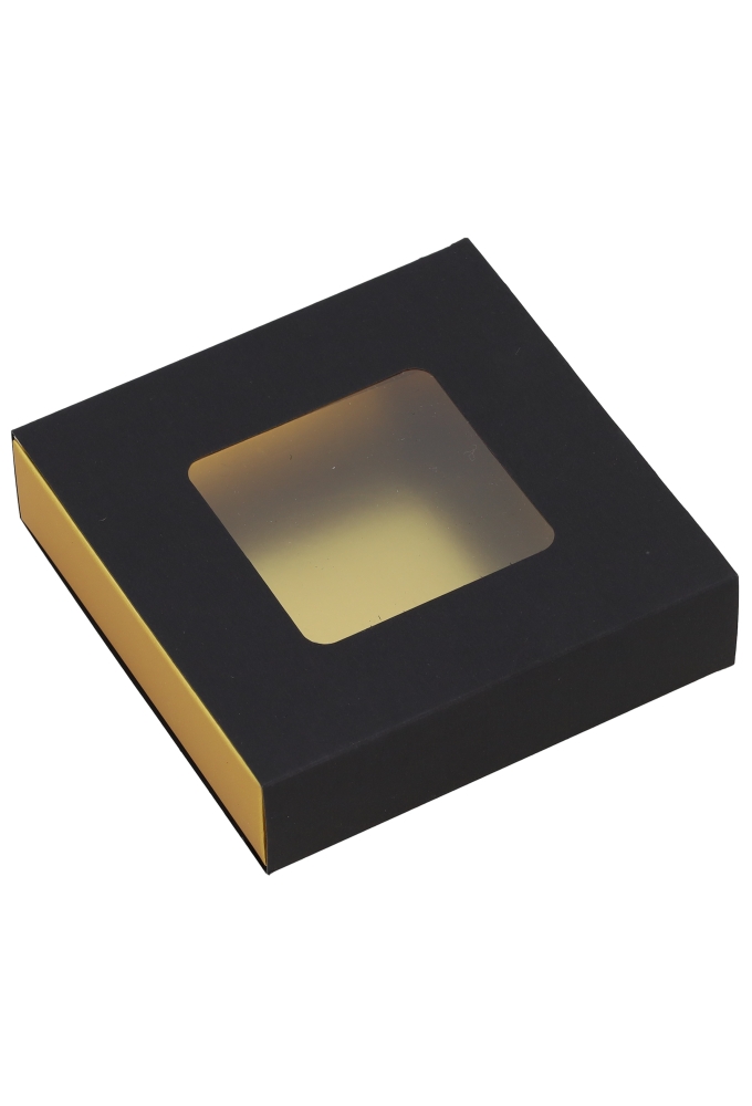 Bonbondoosjes & Schuifvenster Zwart Mat & Goud FSC® 10x10x2.7cm 10st