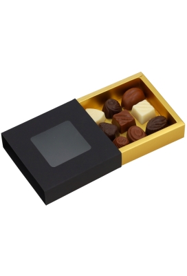 Bonbondoosjes & Schuifvenster Zwart Mat & Goud FSC® 10x10x2.7cm 10st