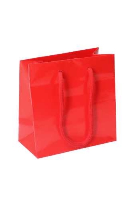 Kadotajes Rome Uni Rood Glanzend Met Koord 16x8x16cm 10stuks