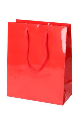 Kadotasjes Rome Uni Rood Glanzend Met Koord 20x10x25cm 10stuks