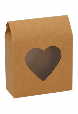 Cadeaudoosjes Kura Kraft Met Hartjes Venster 13.3x10.5x4.4cm 24stuks