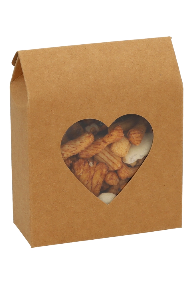 Cadeaudoosjes Kura Kraft Met Hartjes Venster 13.3x10.5x4.4cm 24stuks