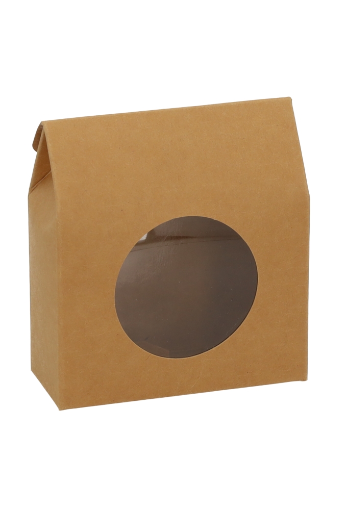 Cadeaudoosjes Kura Kraft Met Rond Venster 10.2x8.9x3.8cm 24stuks
