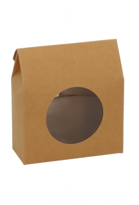 Cadeaudoosjes Kura Kraft Met Rond Venster 10.2x8.9x3.8cm 24stuks