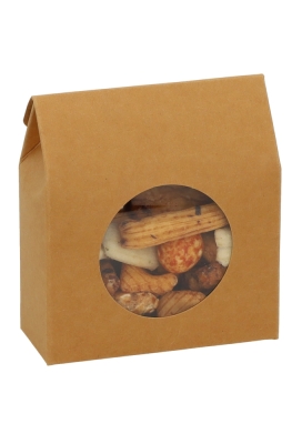 Cadeaudoosjes Kura Kraft Met Rond Venster 10.2x8.9x3.8cm 24stuks