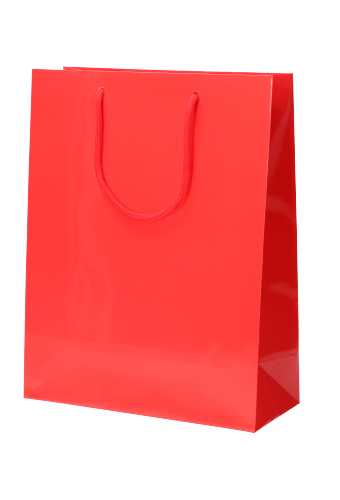 Kadotasjes Rome Uni Rood Glanzend Met Koord 28x12x36cm 10stuks