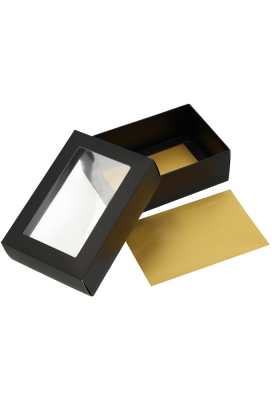 Geschenkdoos Brussel  Zwart & Goud Met Venster FSC® 13x9x4.5cm 9st