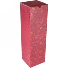 Wijndozen 1-Fles Vuurwerk Rood & Goud 9.5x9.5x33cm 10stuks