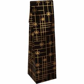 Wijnzak 1-Fles Strikken  Black 9.5x9.5x41cm 25stuks