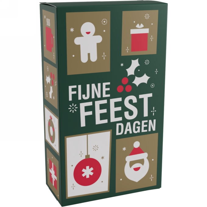 Wijndozen Fijne Feestdagen Groen voor 2 fles 19x9.5x33cm 10stuks