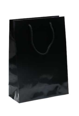Kadotajes Rome Uni Zwart Glanzend Met Koord 22x10x31cm 10stuks Kadotajes Rome Uni Zwart Glanzend Met Koord 22x10x31cm 10stuks