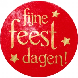 Etiketten Fijne Feest Dagen Rood Metellic 4.5cm 500stuks OP IS OP