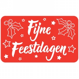 Etiketten Fijne Feestdagen Rood 5x3cm 500stuks OP IS OP
