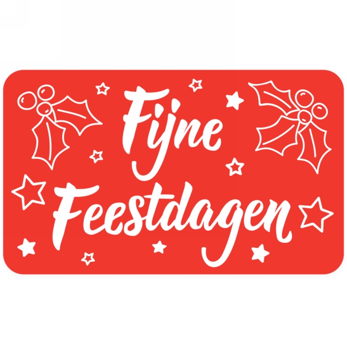 Etiketten Fijne Feestdagen Rood 5x3cm 500stuks OP IS OP