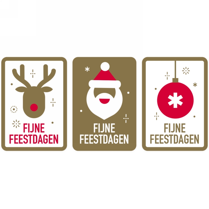 Etiketten Fijne Feestdagen Rood Goud 5x3cm 500stuks OP IS OP