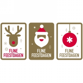 Etiketten Fijne Feestdagen Rood Goud 5x3cm 500stuks OP IS OP