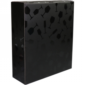 Luxe Wijndozen Zwart Glas voor 3 fles 28.5x9.5x33cm 25stuks