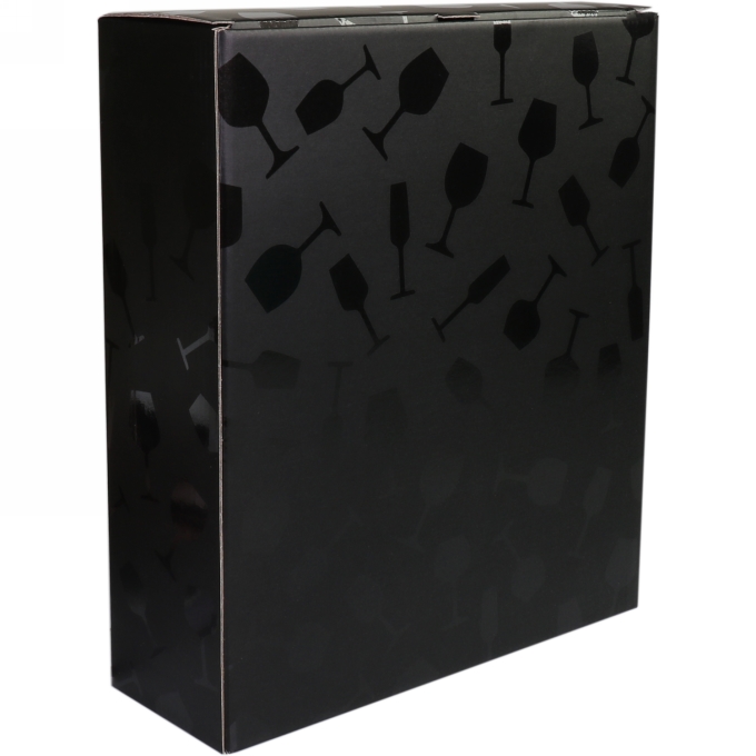 Luxe Wijndozen Zwart Glas voor 3 fles 28.5x9.5x33cm 25stuks