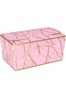 Bonbondoosjes Tumby Roze Leaves 375gr 12.5x7.3x6.2cm 50stuks OP IS OP