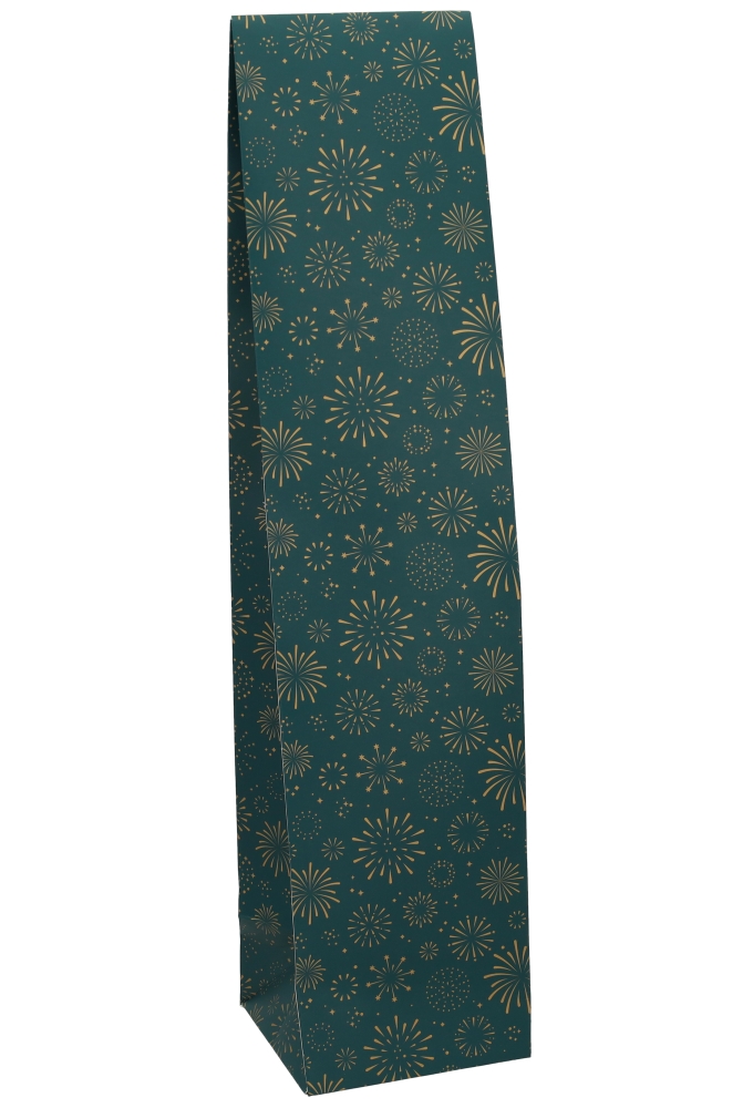 Wijnzak 1-Fles Sterren Groen 9.5x9.5x41cm 25stuks