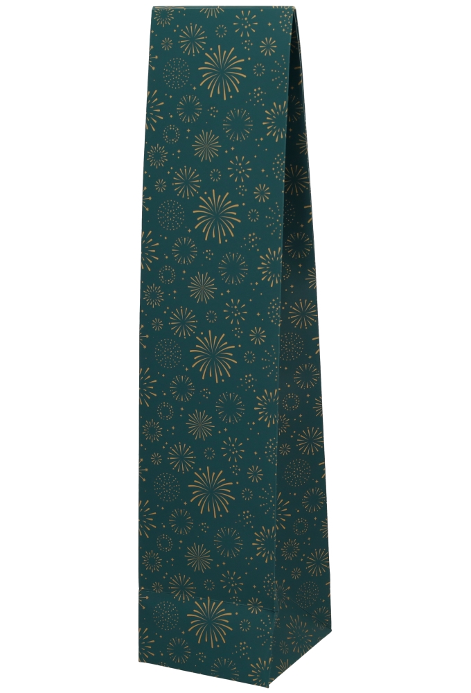 Wijnzak 1-Fles Sterren Groen 9.5x9.5x41cm 25stuks