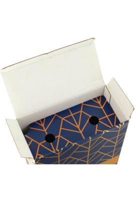 Wijndozen Happy Holidays Blauw Koper voor 2 fles 19x9.5x33cm 10stuks